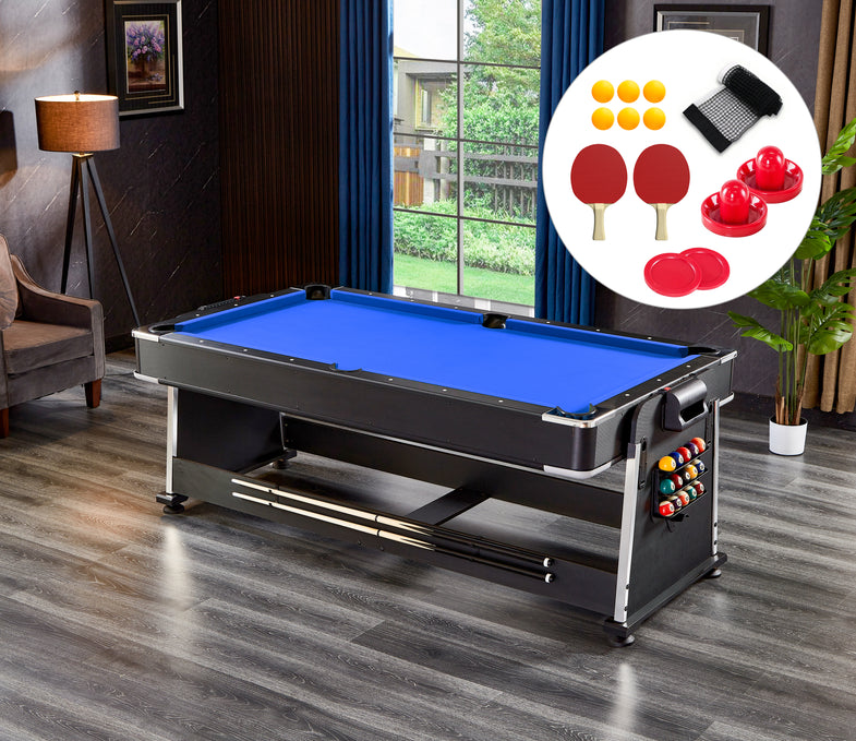 AirShot 7ft Convertible 4-IN-1 Pool, Air Hockey, Table Tennis Table & Tabletop