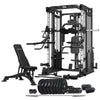 SM-25 6-In-1 Power Rack with Smith & Cable Machine + Jammer Arms + Chest Fly Attachment + 23kg Weights Add On + BN-9 Bench + Ultimate Olympic Bumper Weight Plate & Barbell Package