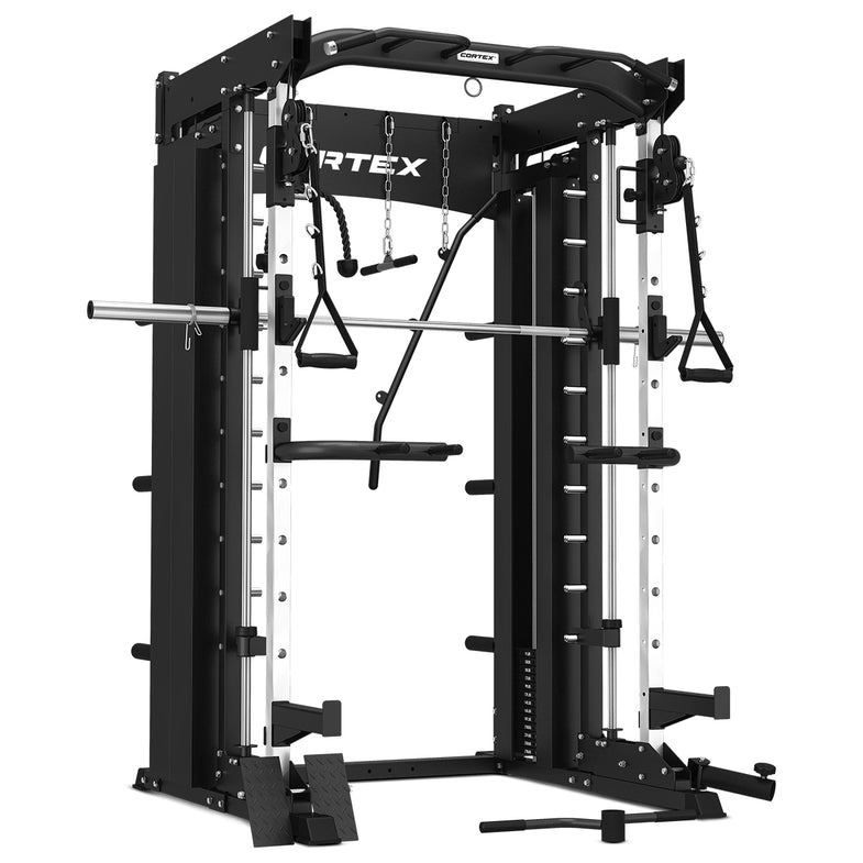 SM-26 Power Rack With Dual Stack Smith & Cable Machine + Jammer Arms + Chest Fly Attachment + 30kg Weights Add On + BN-9 Bench + Ultimate Olympic Bumper Weight Plate & Barbell Package