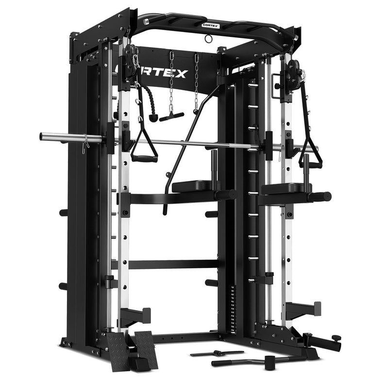 SM-26 6-in-1 Power Rack with Dual Stack Smith & Cable Machine + BN-9 Bench + 48kg Revolock Adjustable Dumbbell Set + 100kg Olympic Tri-Grip Weight Plate & Barbell Set