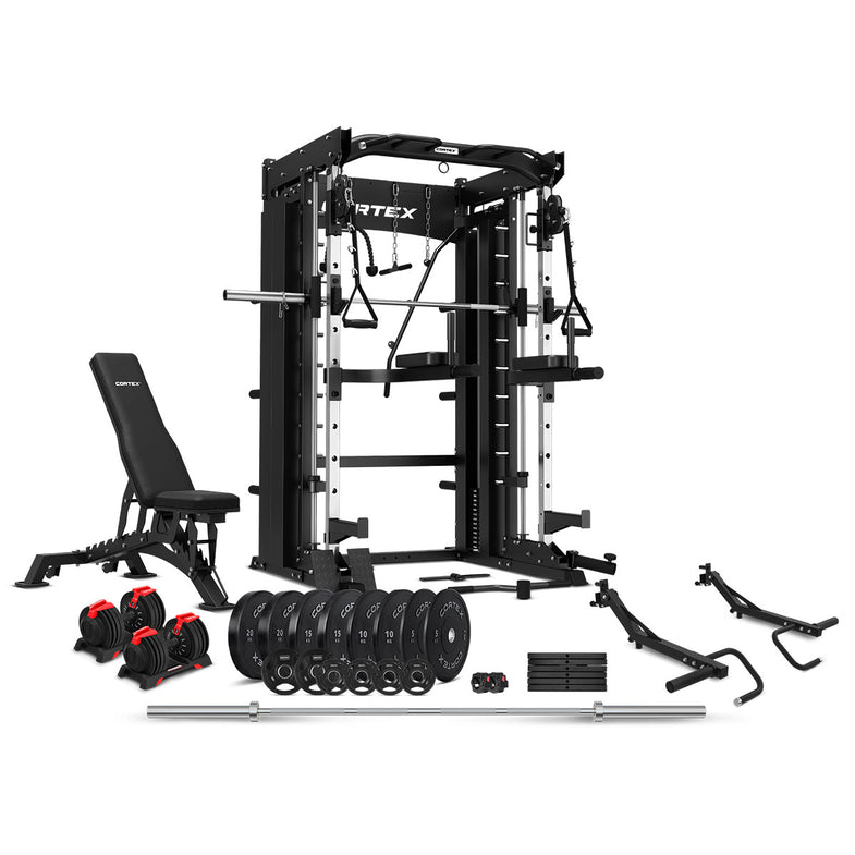 SM-26 6-in-1 Power Rack with Dual Stack Smith & Cable Machine with 48kg Revolock V2 Adjustable Dumbbells + 130kg Ultimate Package