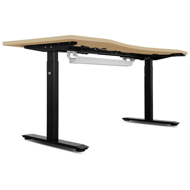 C2 Black WalkingPad Treadmill with 180cm Dual Motor Automatic Standing Desk in Oak and Cable Management Tray