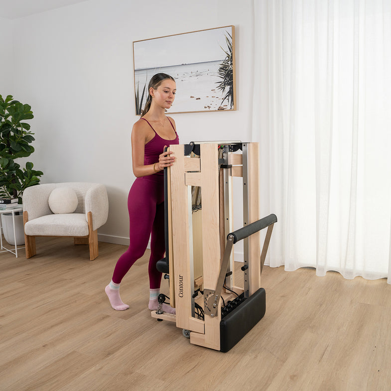 Contour Folding Wooden Pilates Reformer Machine - Black