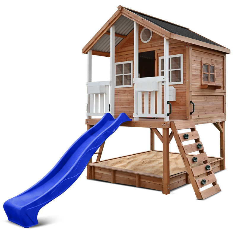 Winchester Cubby House with 1.2m Elevation Platform and 2.2m Blue Slide