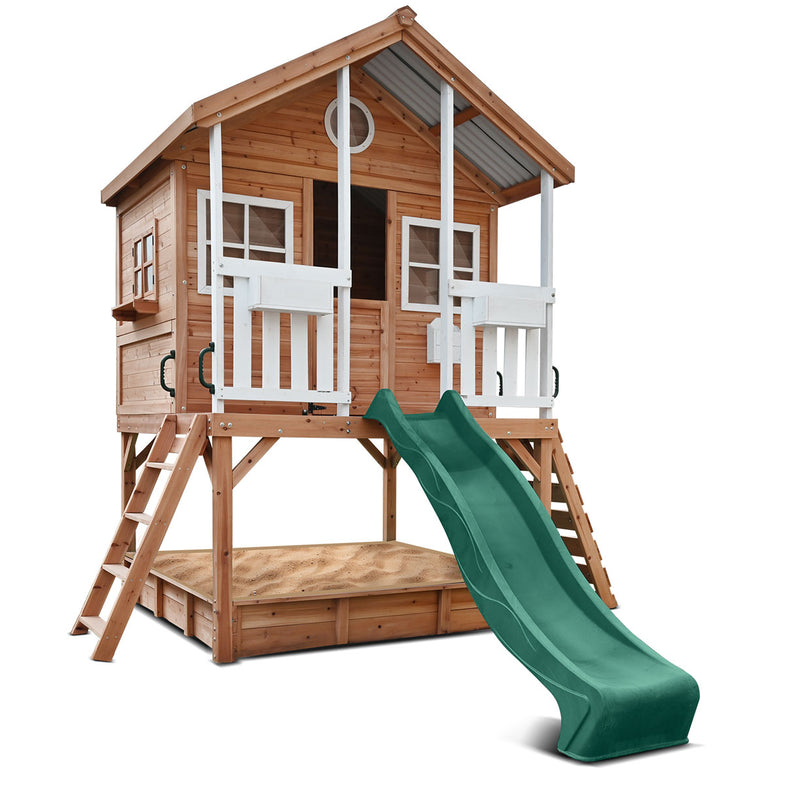 Winchester Cubby House with 1.2m Elevation Platform and 2.2m Green Slide