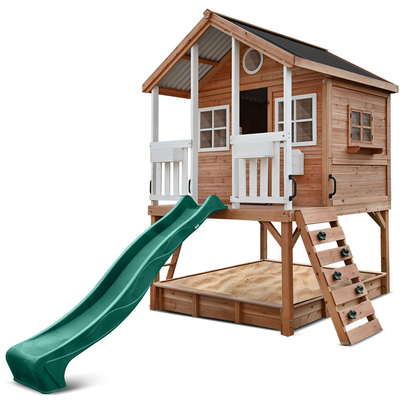 Winchester Cubby House with 1.2m Elevation Platform and 2.2m Green Slide