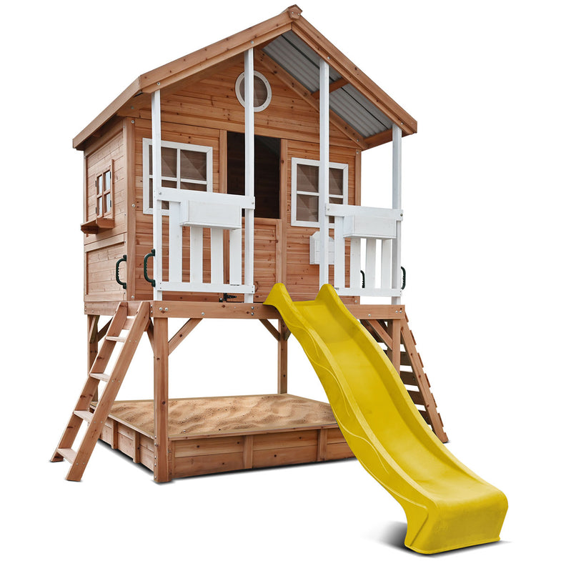 Winchester Cubby House with 1.2m Elevation Platform and 2.2m Yellow Slide