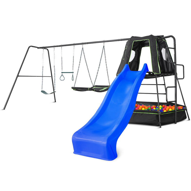 Pallas Play Tower with Metal Swing Set (BlueSlide)