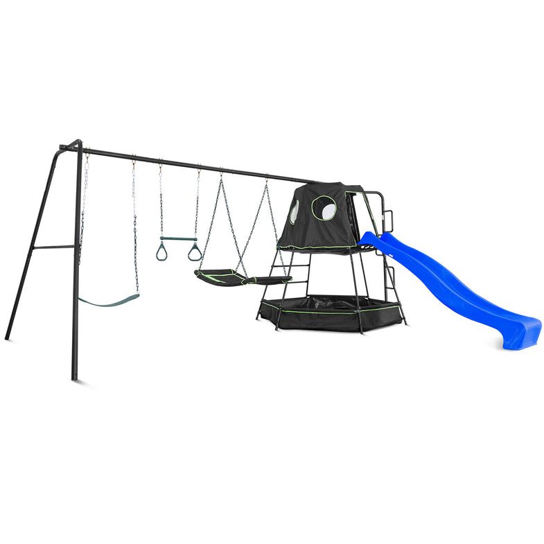 Pallas Play Tower with Metal Swing Set (BlueSlide)