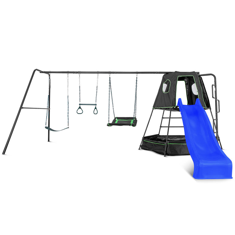 Pallas Play Tower with Metal Swing Set (BlueSlide)