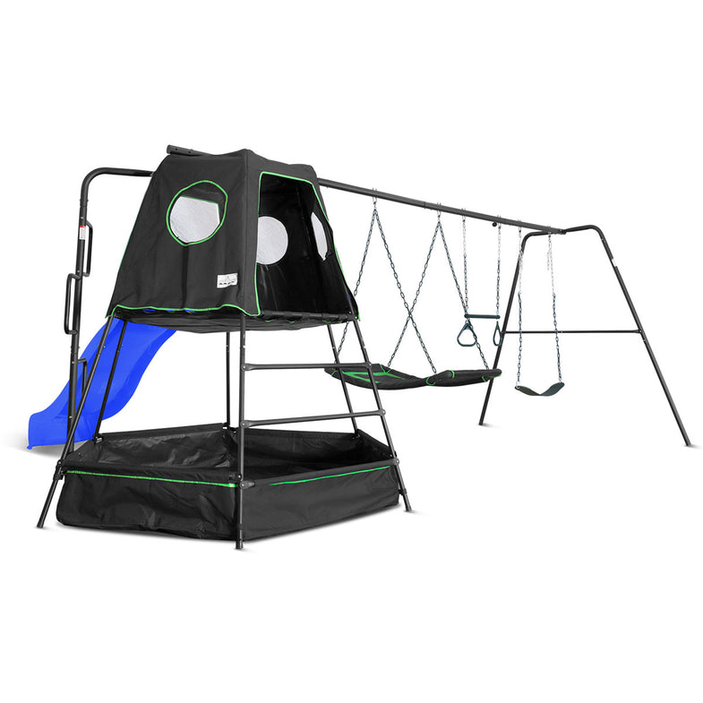 Pallas Play Tower with Metal Swing Set (BlueSlide)