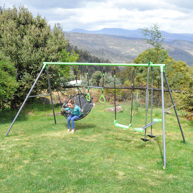 Lynx Metal Swing Set with Slide